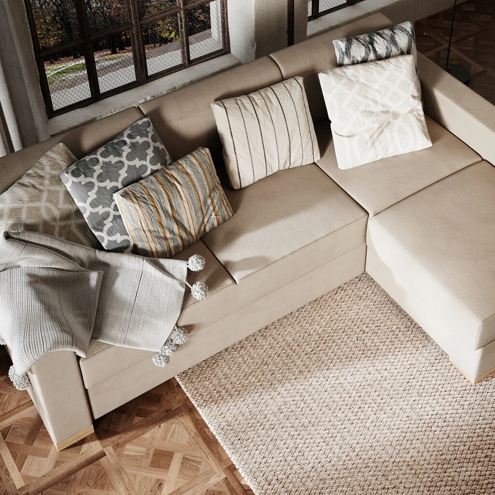 Customform Kampinė Sofa-Lovalaukė, STABLE R, 0.95x2.32 m, Bežinė