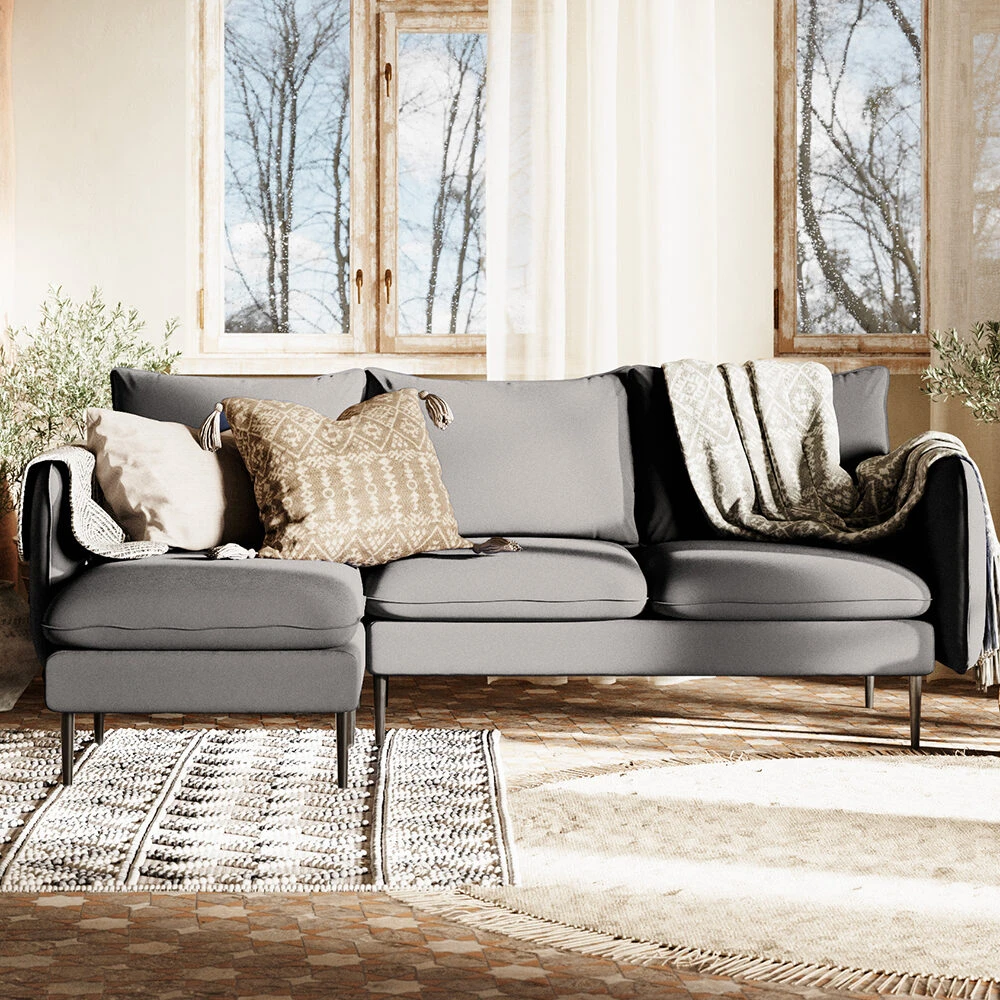 Customform Kampinė Sofa, POSH L Juodas, 89x210 cm, Pilka