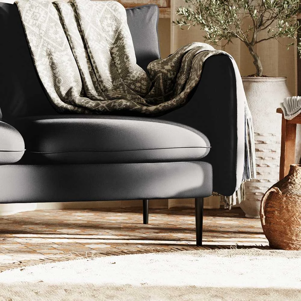 Customform Kampinė Sofa, POSH L Juodas, 89x210 cm, Pilka