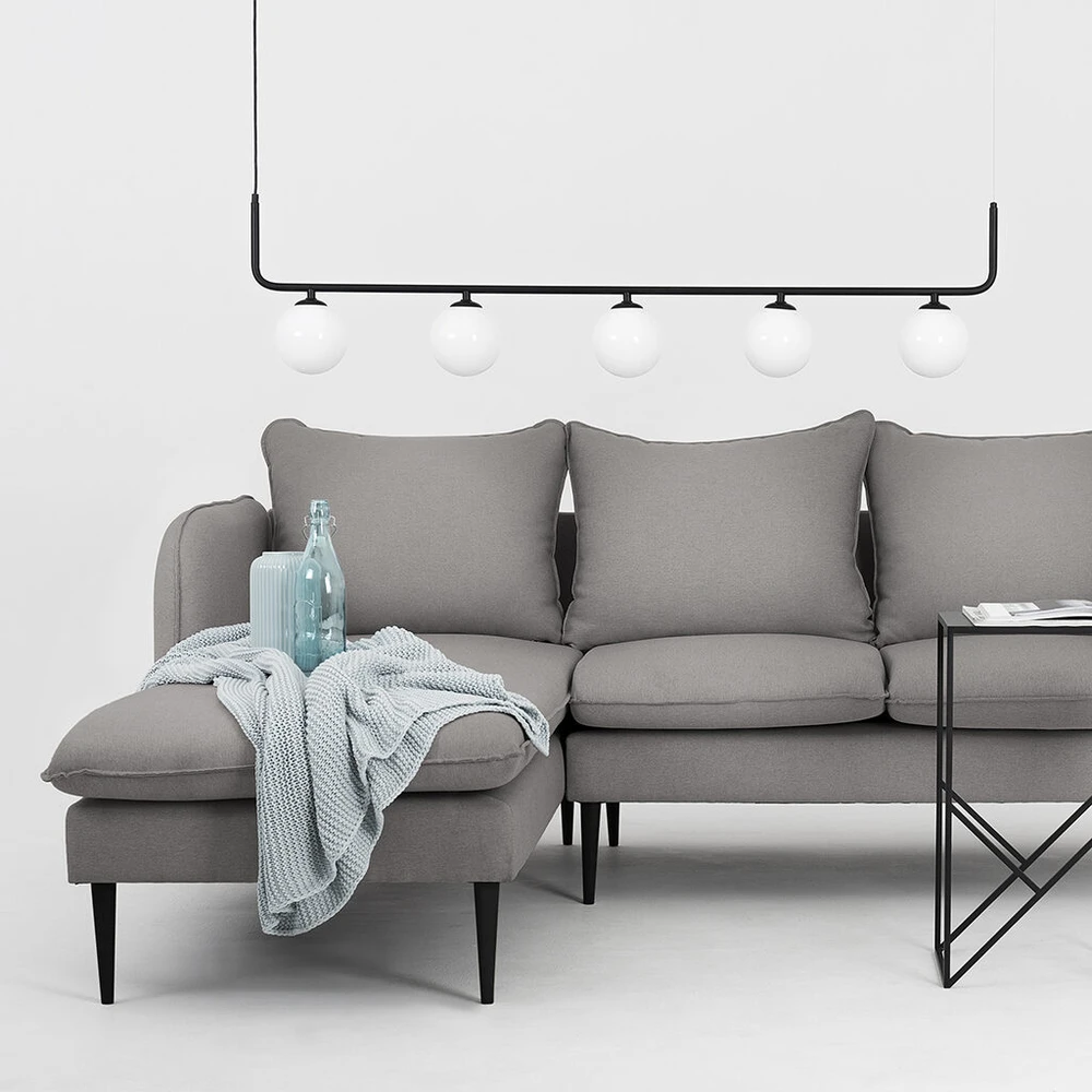 Customform Kampinė Sofa, POSH L Juodas, 89x210 cm, Pilka