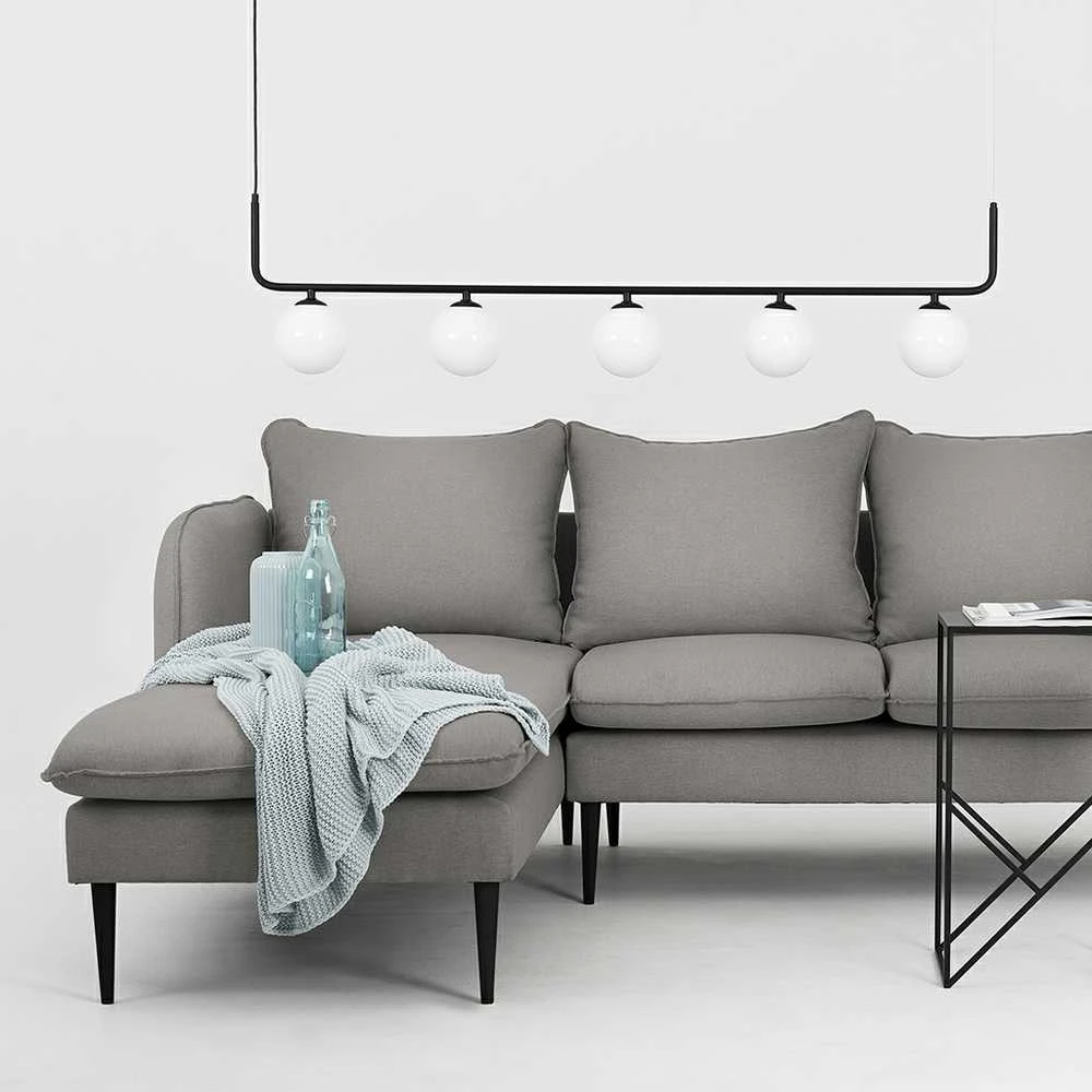 Customform Kampinė Sofa, POSH L Juodas, 89x210 cm, Pilka