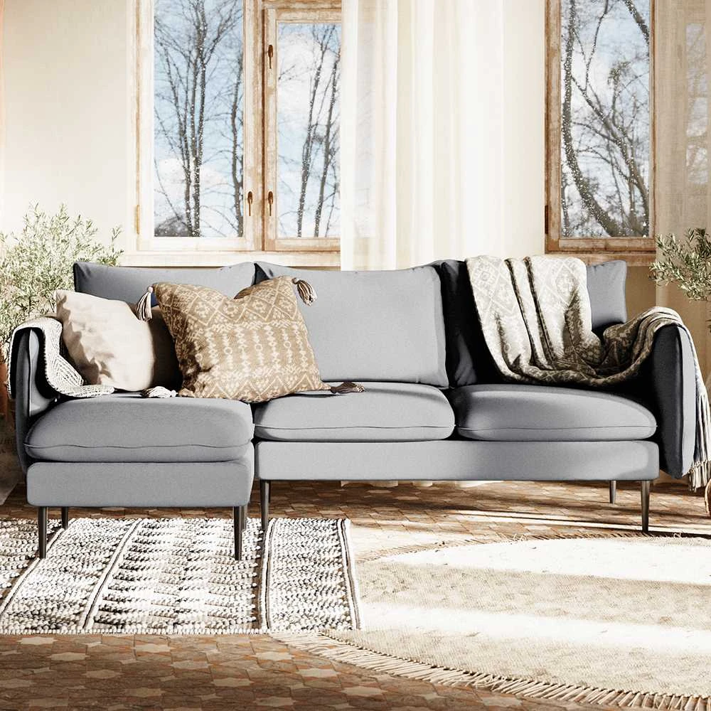 Customform Kampinė Sofa, POSH L Juodas, 89x210 cm, Pilka