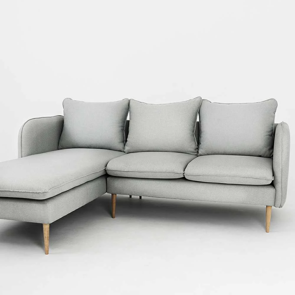 Customform Kampinė sofa, POSH L WOOD, 0.89x2.1x0.9 m, Platininė pilka