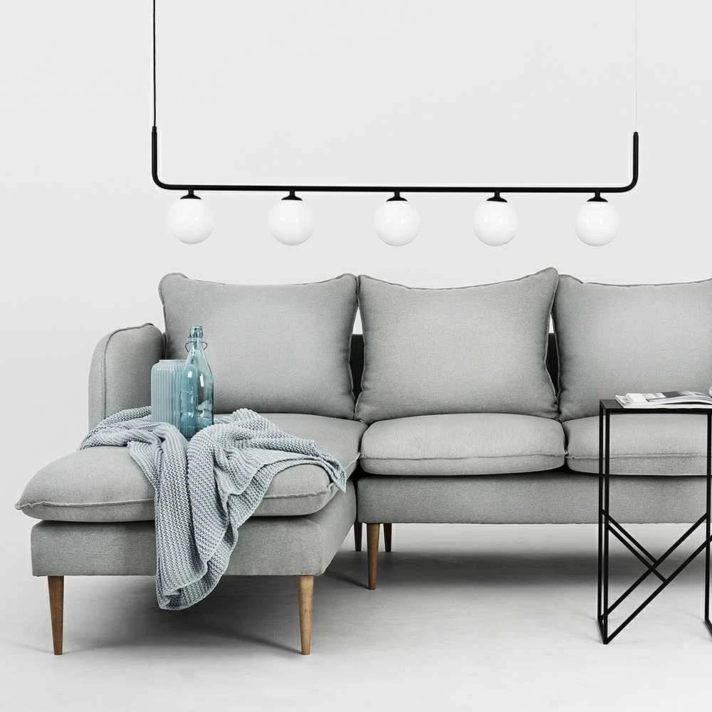 Customform Kampinė sofa, POSH L WOOD, 0.89x2.1x0.9 m, Platininė pilka