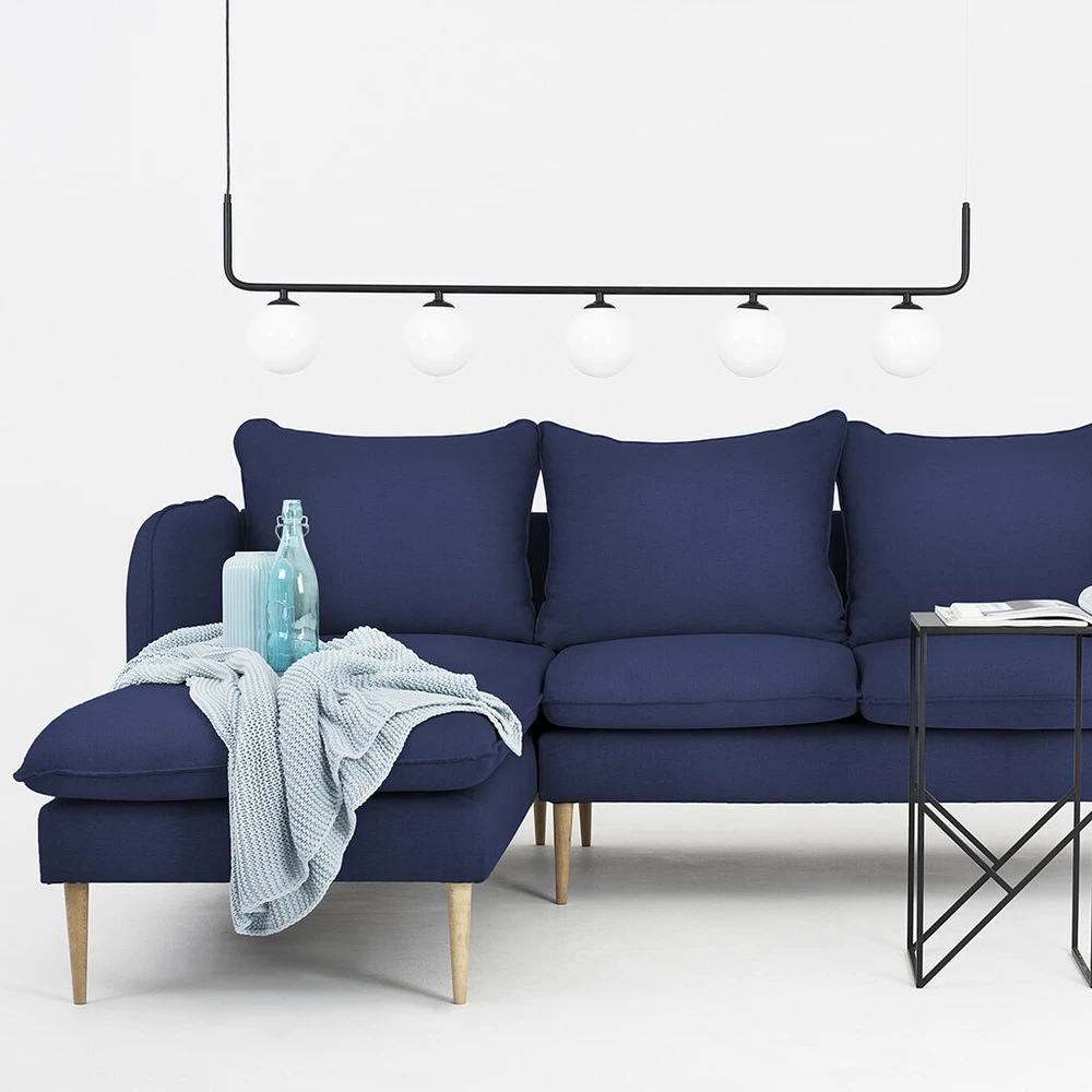 Customform Kampinė Sofa, POSH L WOOD, 0.89x2.1x0.9 m, Rašalinė