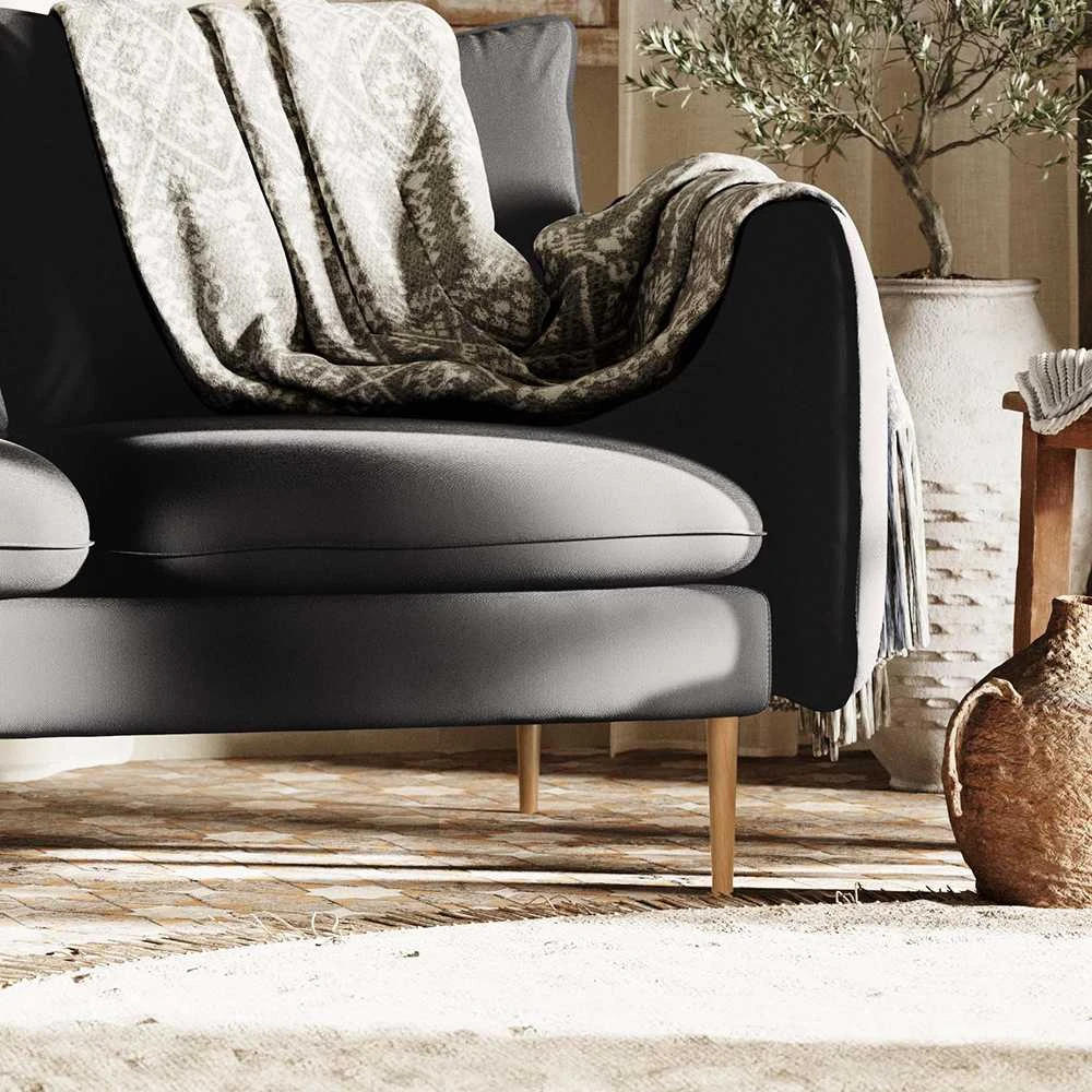 Customform Kampinė sofa, POSH L WOOD, 0.89x2.1x0.9 m, Platininė pilka