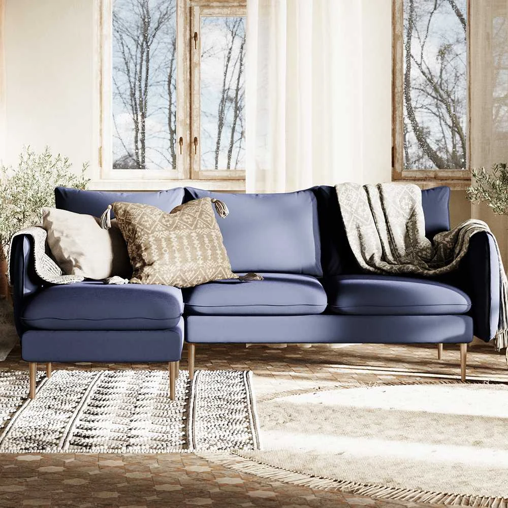Customform Kampinė Sofa, POSH L WOOD, 0.89x2.1x0.9 m, Rašalinė