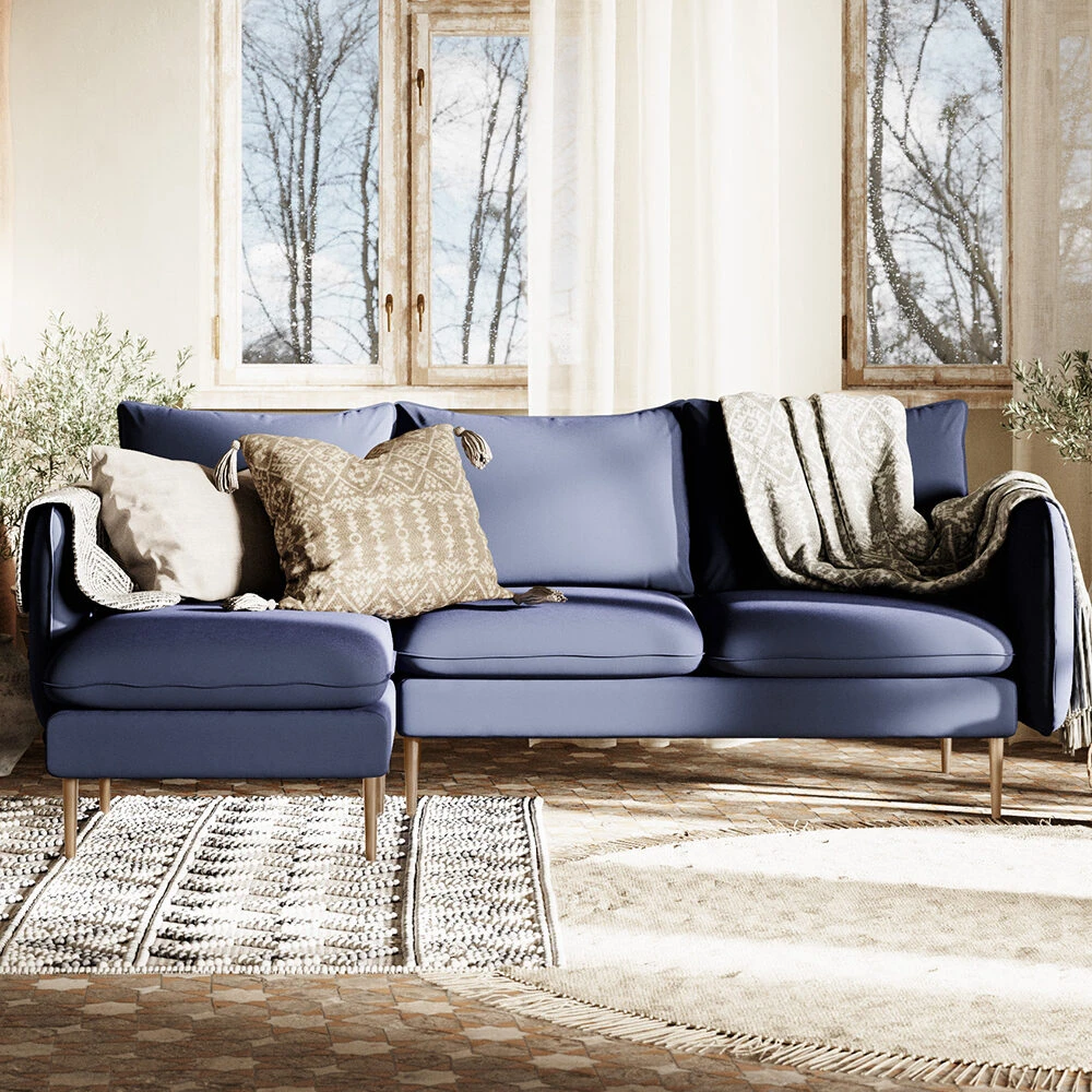 Customform Kampinė Sofa, POSH L WOOD, 0.89x2.1x0.9 m, Rašalinė