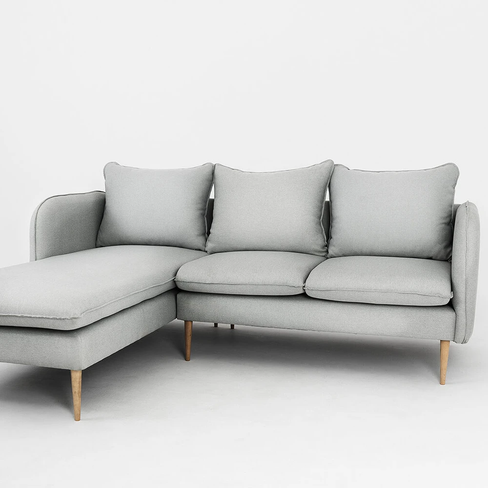 Customform Kampinė sofa, POSH L WOOD, 0.89x2.1x0.9 m, Platininė pilka
