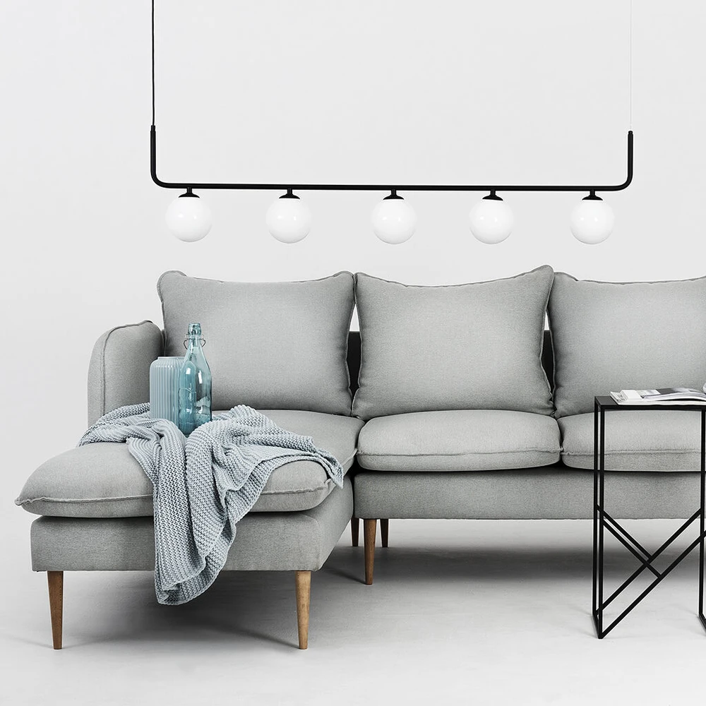 Customform Kampinė sofa, POSH L WOOD, 0.89x2.1x0.9 m, Platininė pilka