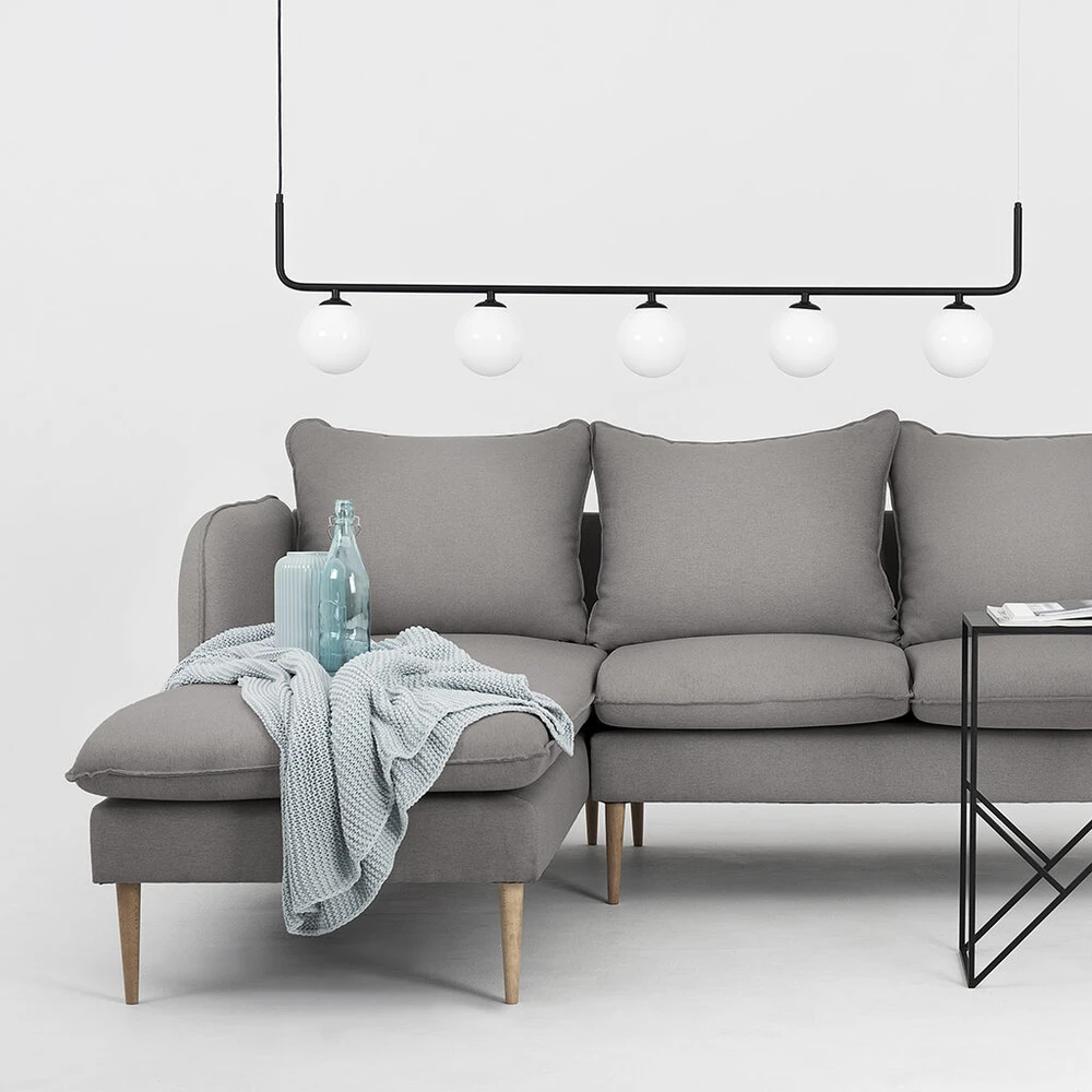 Customform Kampinė Sofa, POSH L WOOD, 89x210x90 cm, Pilka