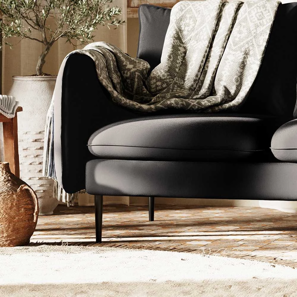 Customform Kampinė sofa, POSH P Juodas, 89x210x90 cm, Pilka
