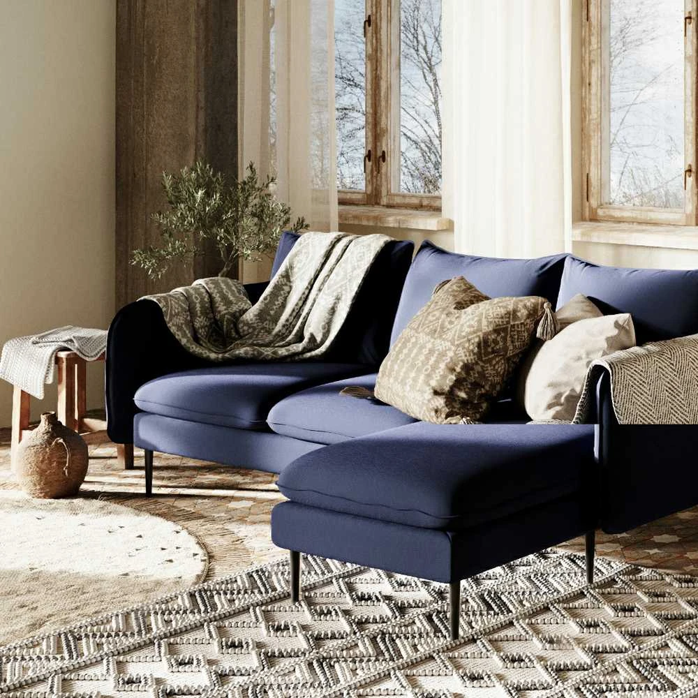 Customform Kampinė sofa, POSH P Juodas, 89x210 cm, Juoda