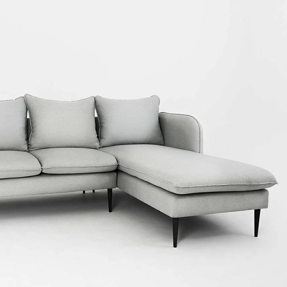Customform Kampinė sofa, POSH P Juodas, 89x210 cm, Platinos Pilka