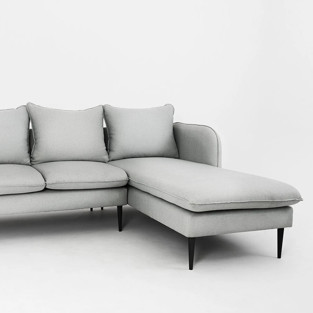 Customform Kampinė sofa, POSH P Juodas, 89x210 cm, Platinos Pilka