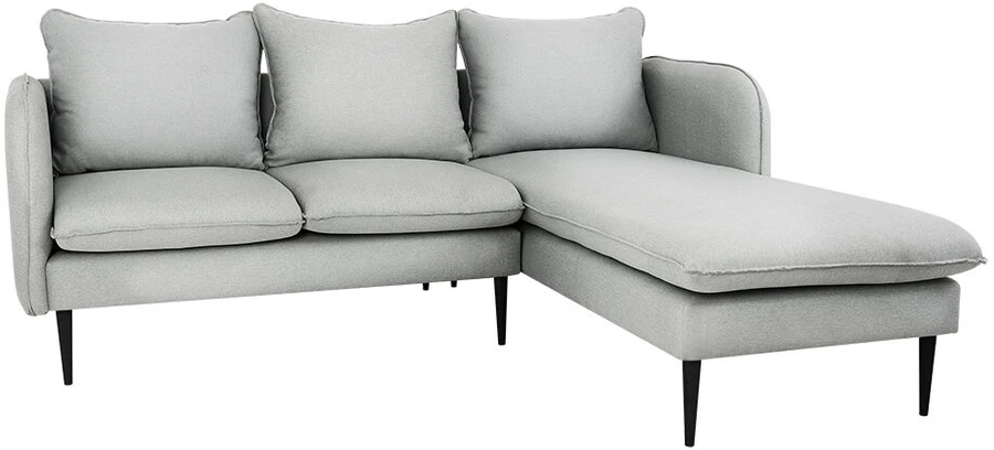 Customform Kampinė sofa, POSH P Juodas, 89x210 cm, Platinos Pilka