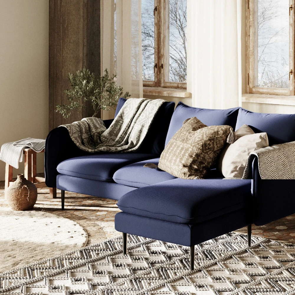 Customform Kampinė sofa, POSH P Juodas, 89x210 cm, Juoda