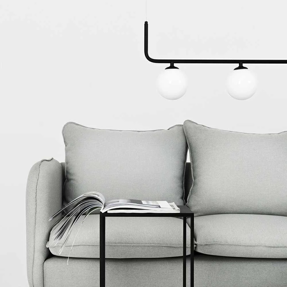 Customform Kampinė sofa, POSH P Juodas, 89x210 cm, Platinos Pilka