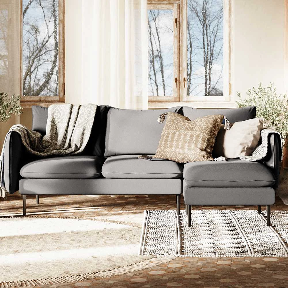Customform Kampinė sofa, POSH P Juodas, 89x210x90 cm, Pilka