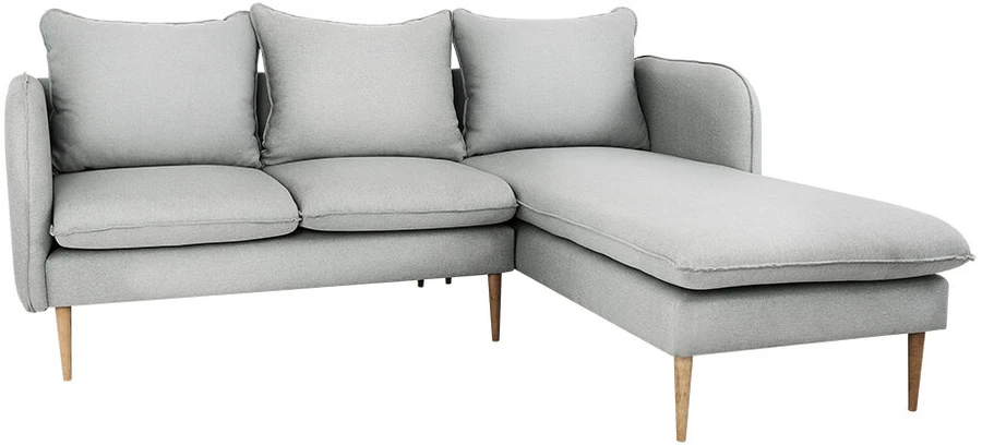 Customform Kampinė sofa, POSH P WOOD, 0.89x2.1x0.9 m, Platininė pilka
