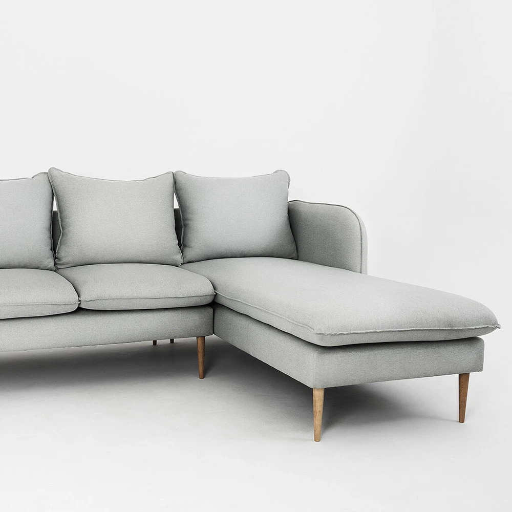 Customform Kampinė sofa, POSH P WOOD, 0.89x2.1x0.9 m, Platininė pilka