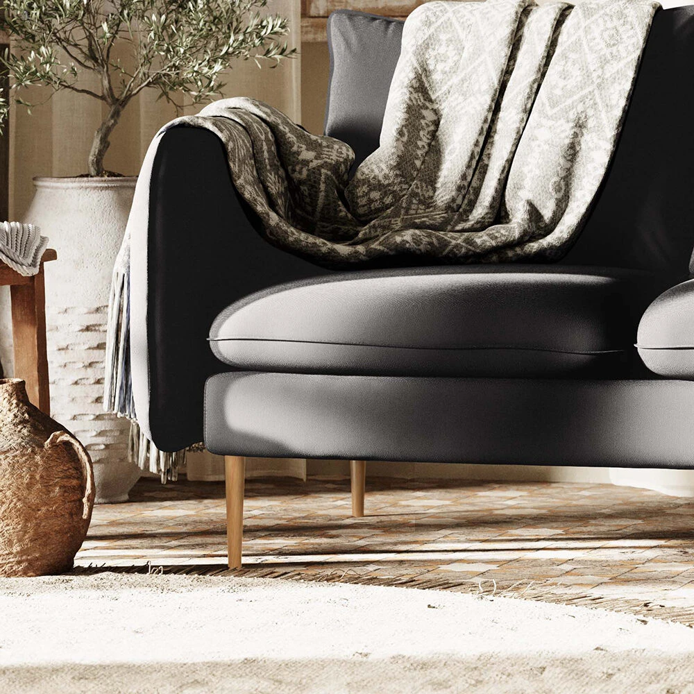 Customform Kampinė sofa, POSH P WOOD, 0.89x2.1x0.9 m, Platininė pilka