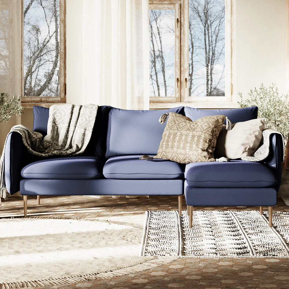 Customform Kampinė sofa, POSH P WOOD, 89x210 cm, Rašalinis