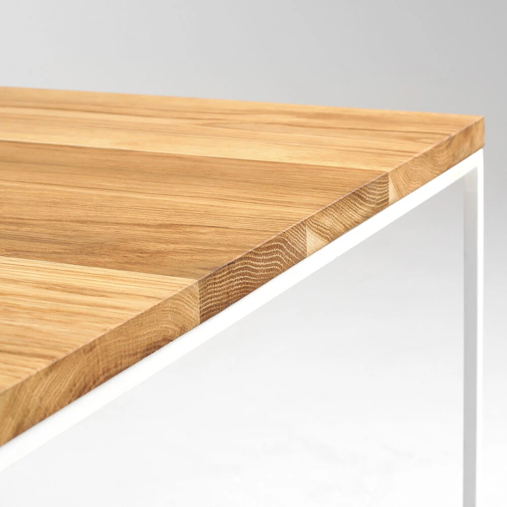 Customform Kavos staliukas, TENSIO SOLID WOOD, 100x100 cm, Baltas