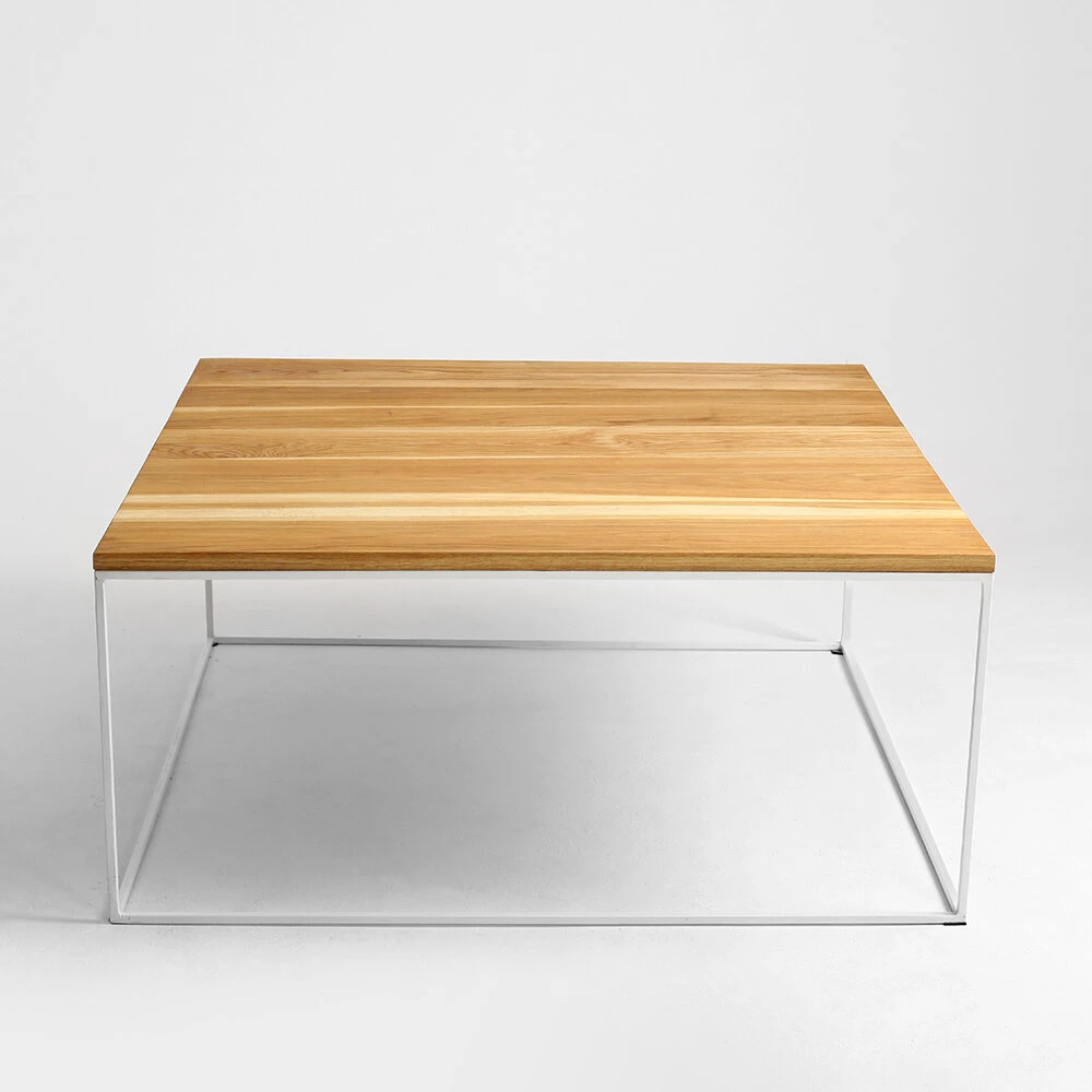 Customform Kavos staliukas, TENSIO SOLID WOOD, 100x100 cm, Baltas