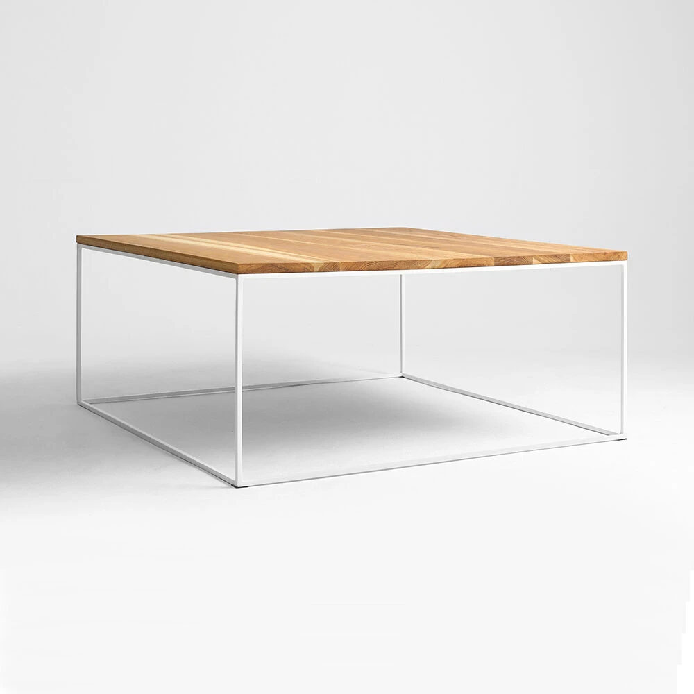 Customform Kavos staliukas, TENSIO SOLID WOOD, 100x100 cm, Baltas