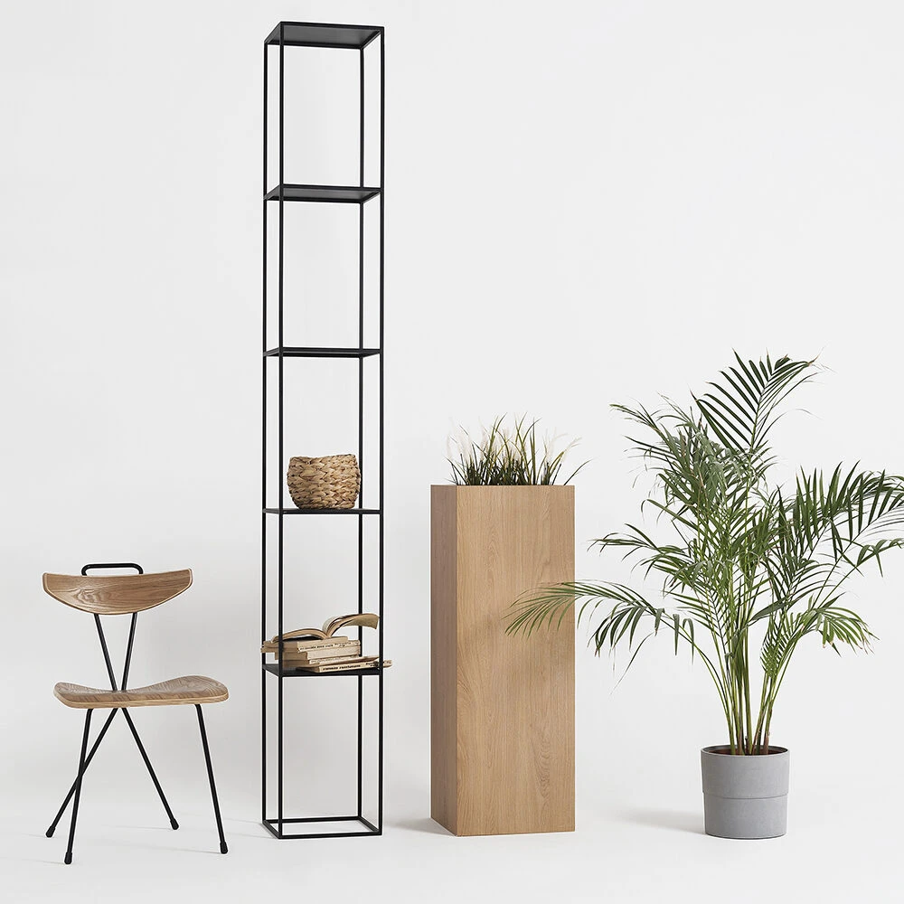 Customform Knygų stovas, TENSIO PILLAR 5F, 230x30 cm, Juoda