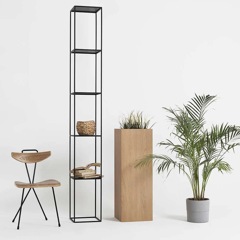 Customform Knygų stovas, TENSIO PILLAR 5F, 230x30 cm, Juoda