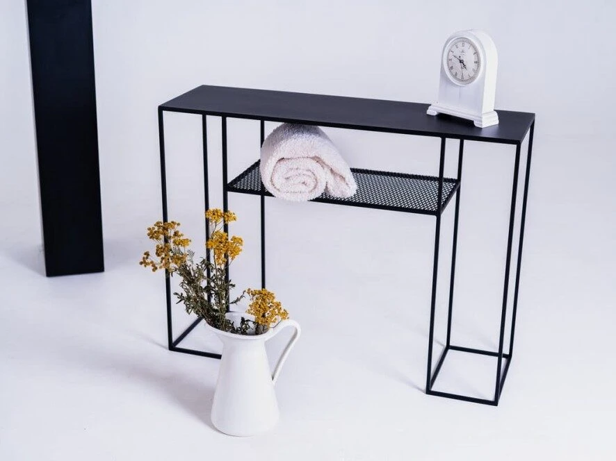 Customform Konsolinis stalas, Senso Flower Metalas, 120x25 cm, Juoda