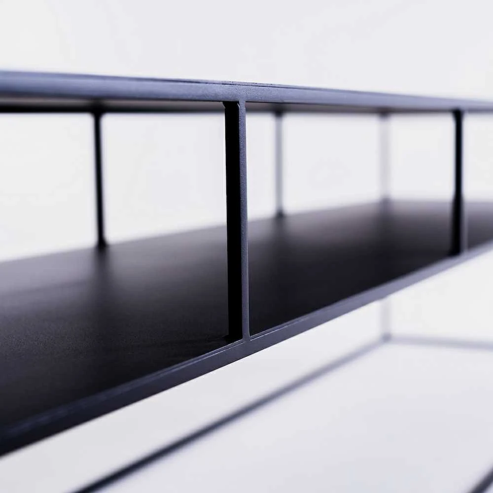 Customform RTV stalas, TENSIO 2 AUKŠTŲ METALAS, 200x45 cm, Juoda