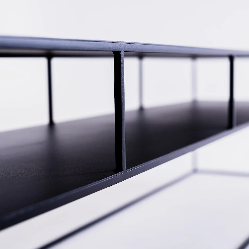 Customform RTV stalas, TENSIO 2 AUKŠTŲ METALAS, 200x45 cm, Juoda