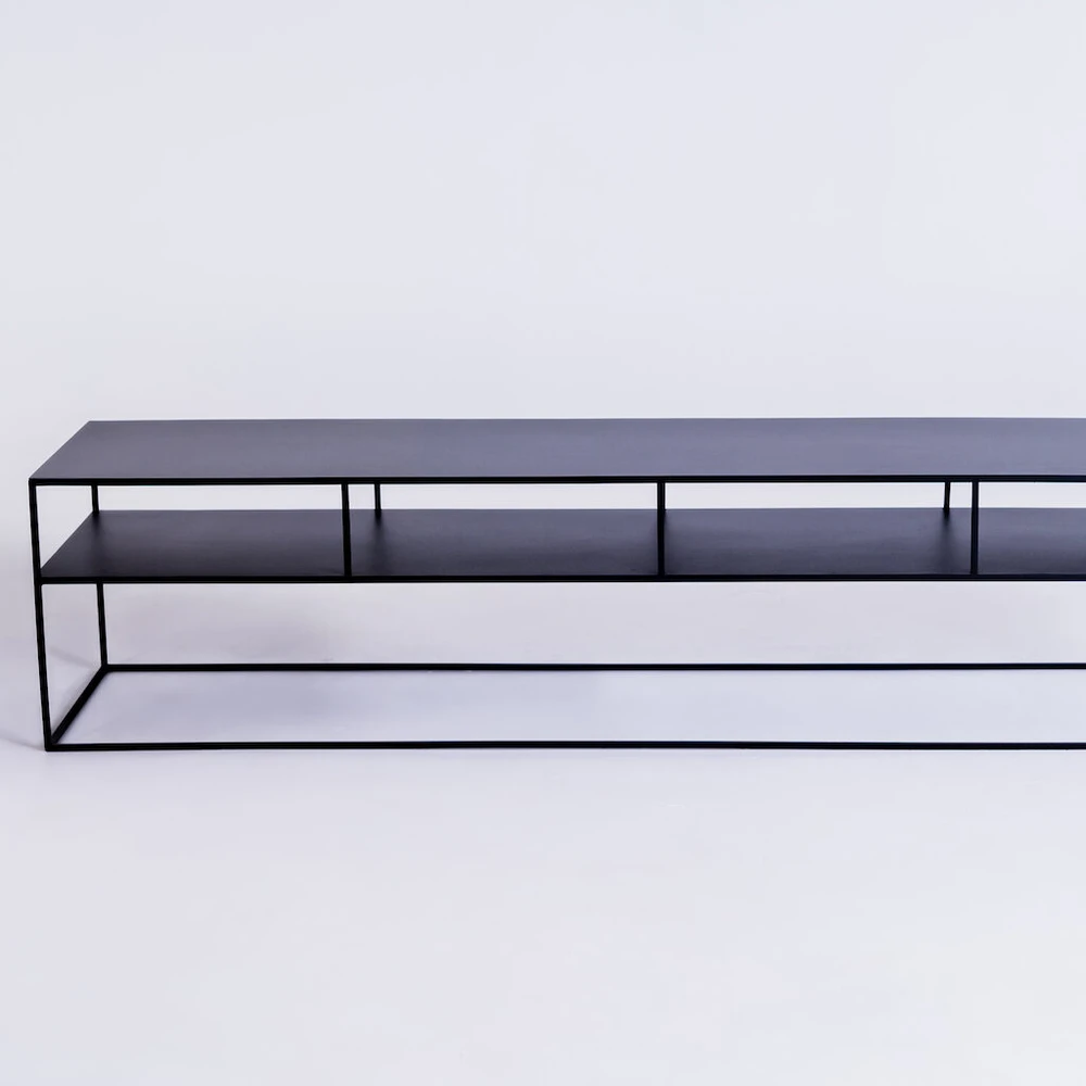Customform RTV stalas, TENSIO 2 AUKŠTŲ METALAS, 200x45 cm, Juoda