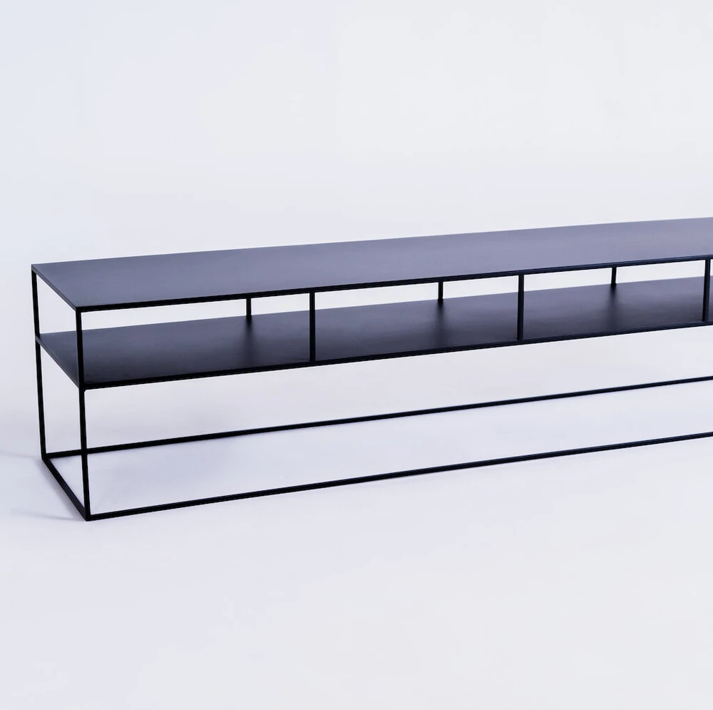 Customform RTV stalas, TENSIO 2 AUKŠTŲ METALAS, 200x45 cm, Juoda