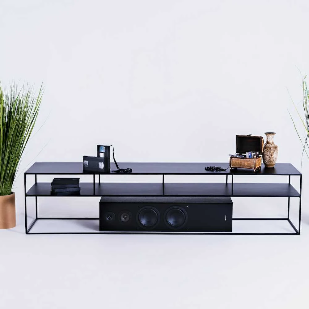 Customform RTV stalas, TENSIO 2 AUKŠTŲ METALAS, 200x45 cm, Juoda