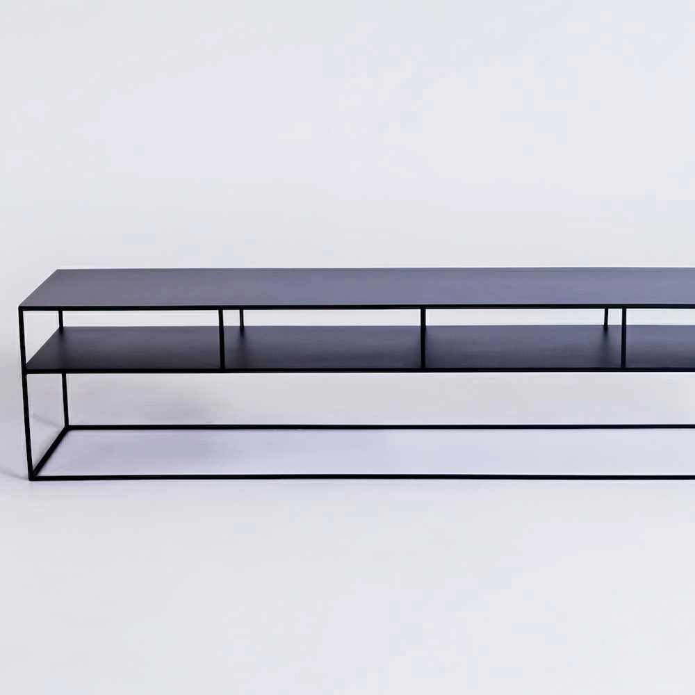 Customform RTV stalas, TENSIO 2 AUKŠTŲ METALAS, 200x45 cm, Juoda