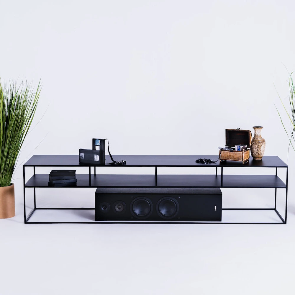 Customform RTV stalas, TENSIO 2 AUKŠTŲ METALAS, 200x45 cm, Juoda
