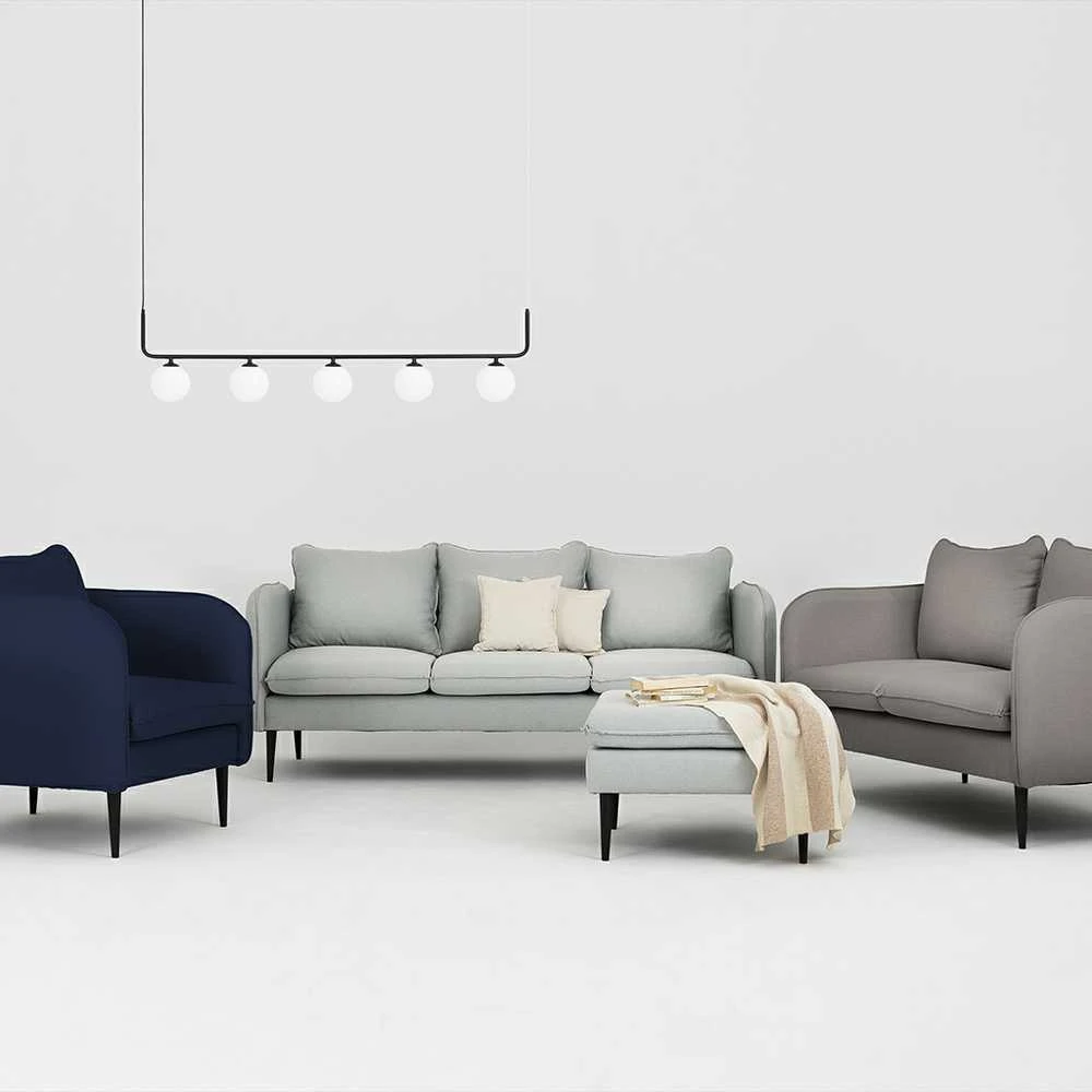 Customform Sofa, POSH Juodas 2 vietų, 89x145 cm, Pilka