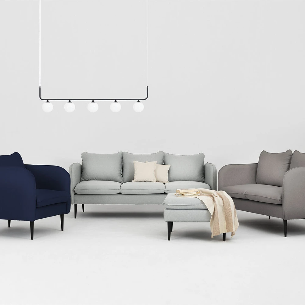 Customform Sofa, POSH Juodas 2 vietų, 89x145 cm, Pilka