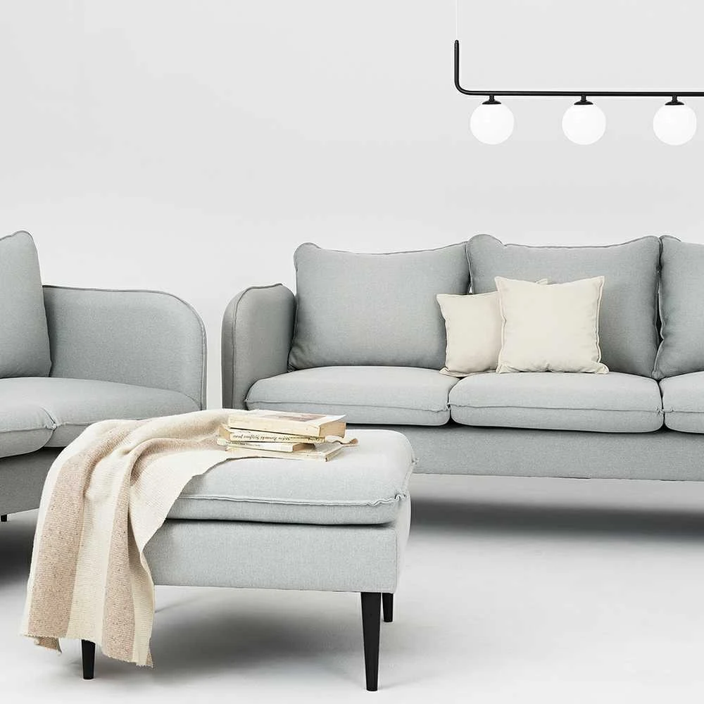 Customform Sofa, POSH Juodas 3-vietė, 89x205 cm, Platinos Pilka