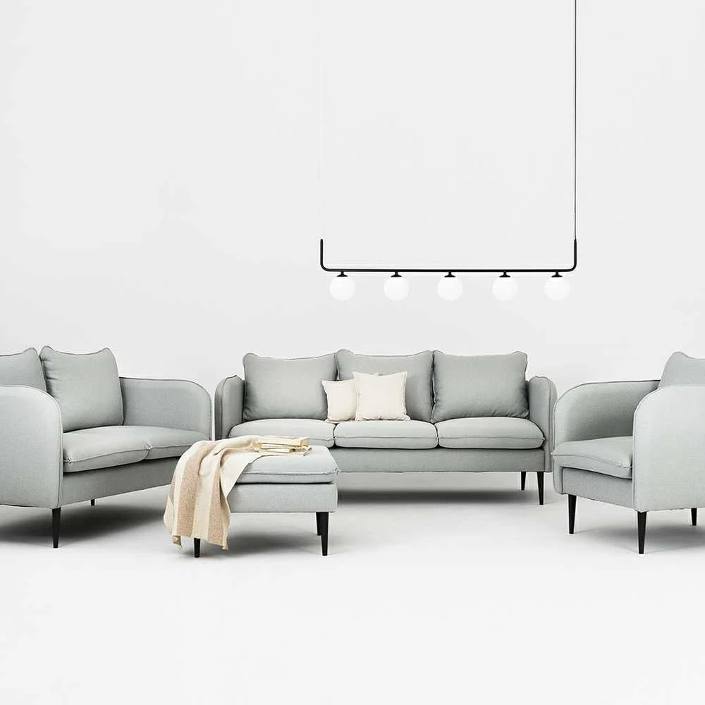 Customform Sofa, POSH Juodas 3-vietė, 89x205 cm, Platinos Pilka