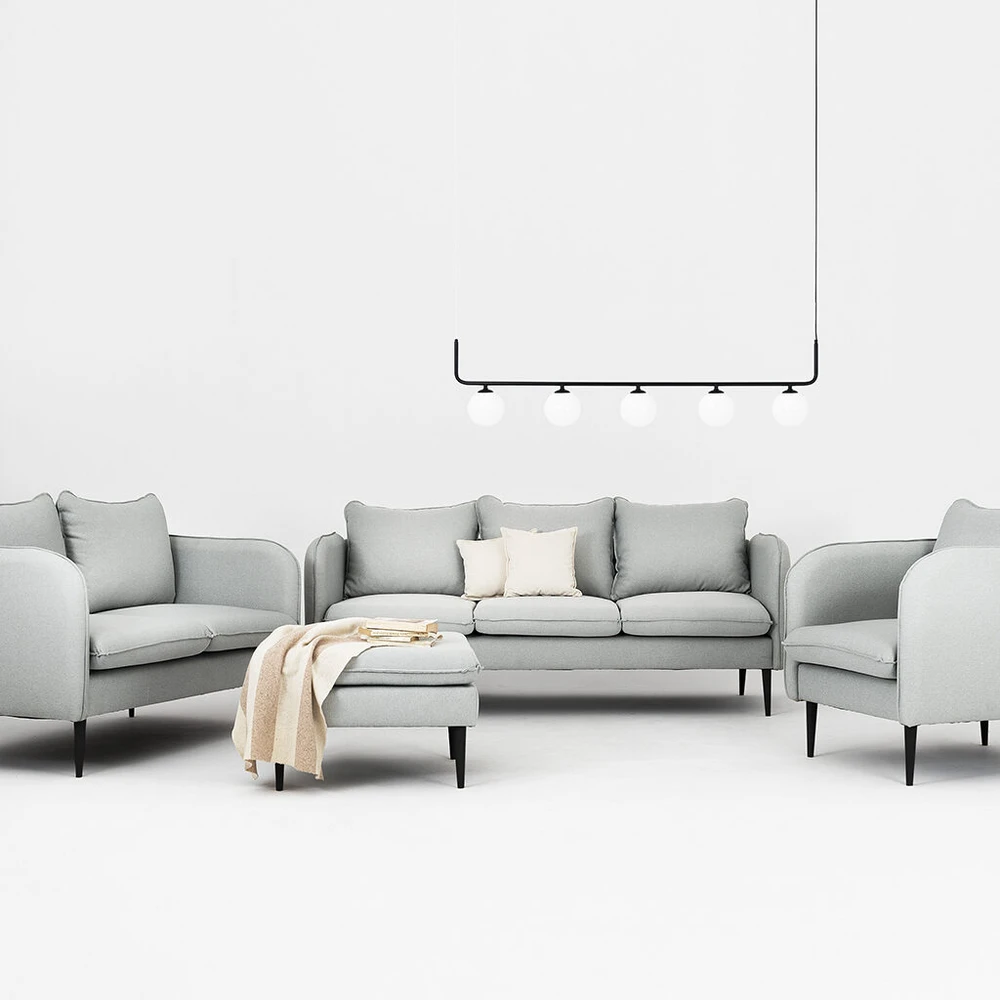 Customform Sofa, POSH Juodas 3-vietė, 89x205 cm, Platinos Pilka