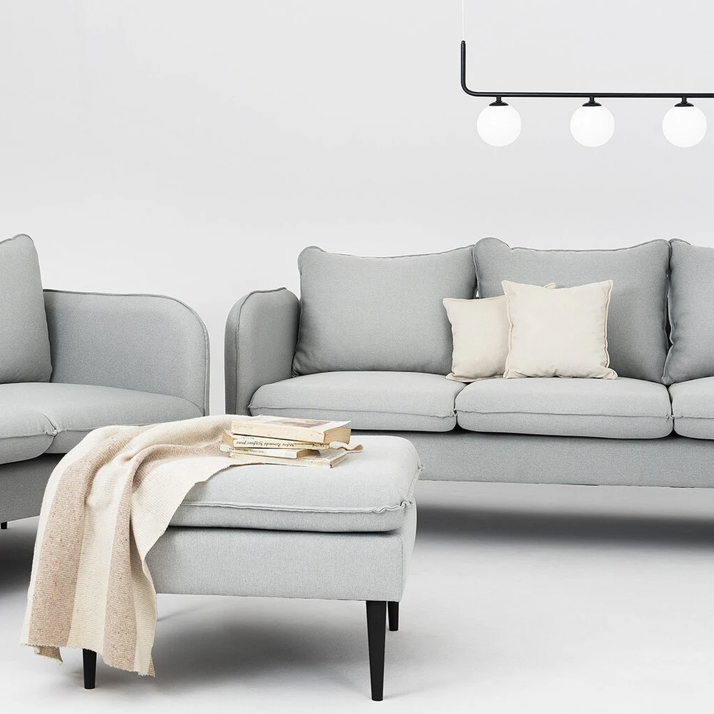 Customform Sofa, POSH Juodas 3-vietė, 89x205 cm, Platinos Pilka