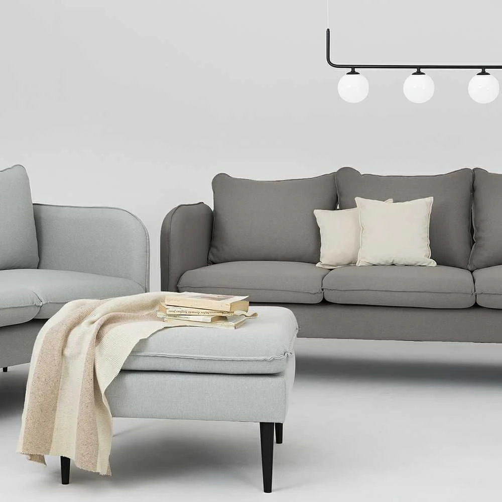 Customform Sofa, POSH Juodas 3 vietų, 89x205 cm, Pilka