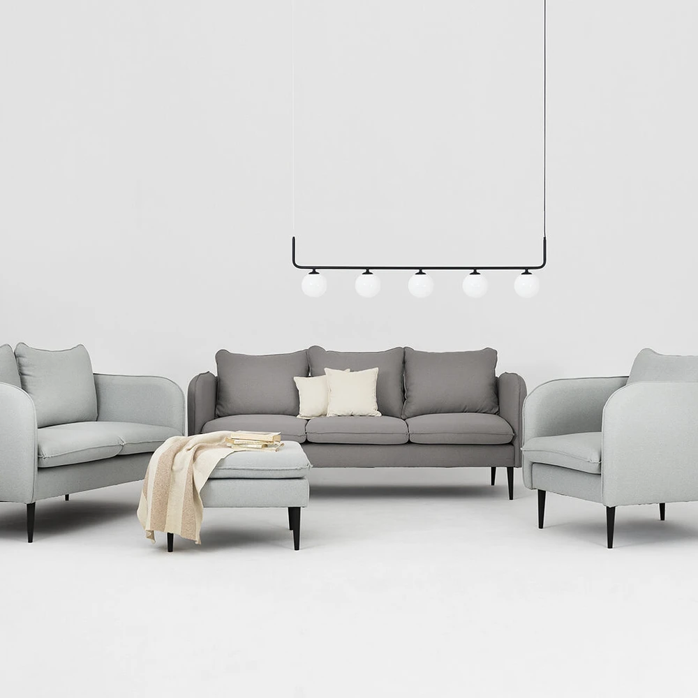 Customform Sofa, POSH Juodas 3 vietų, 89x205 cm, Pilka