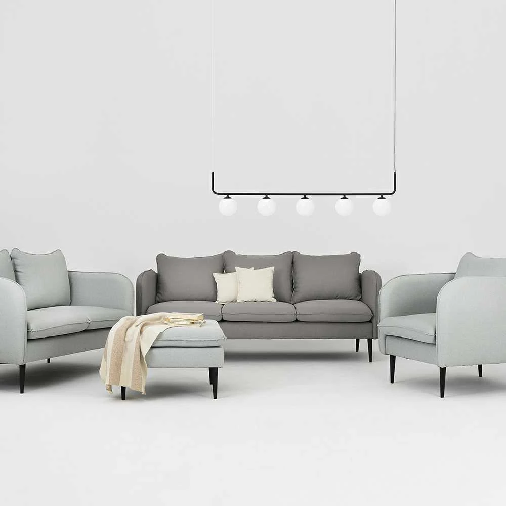 Customform Sofa, POSH Juodas 3 vietų, 89x205 cm, Pilka