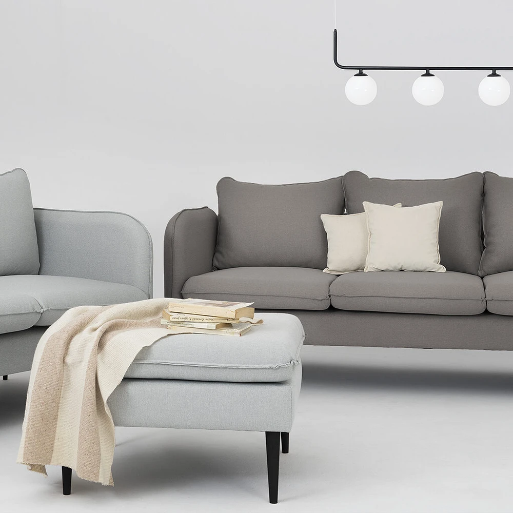 Customform Sofa, POSH Juodas 3 vietų, 89x205 cm, Pilka